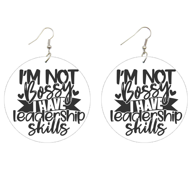 I'm Not Bossy - Leadership Skills Wooden Earrings (Kids/Tween - 5cm)