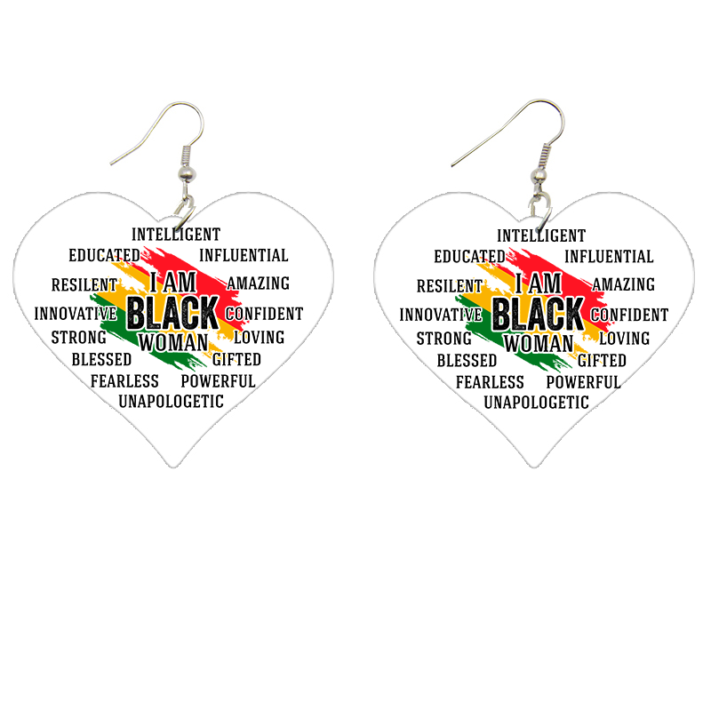 I am Black Woman Wooden Earrings