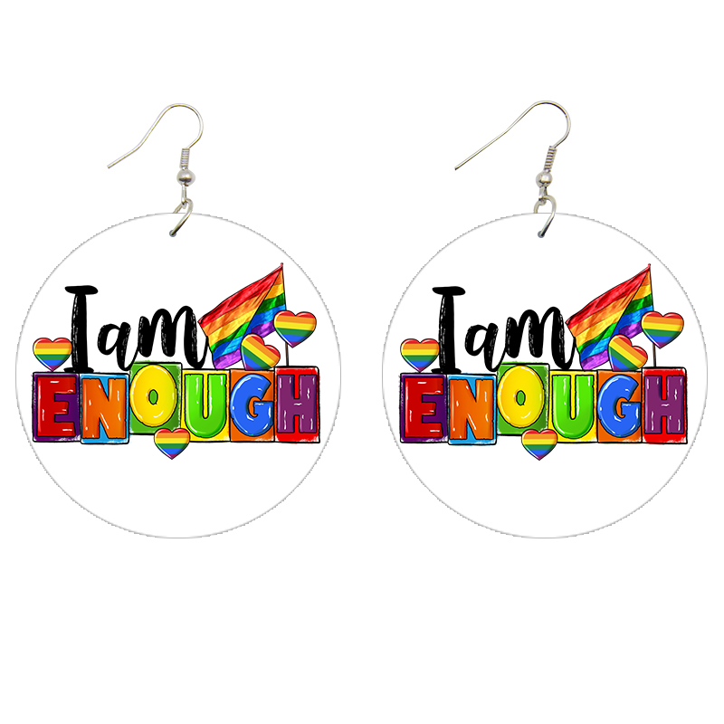 I am Enough LGBTQIA+ Wooden Earrings