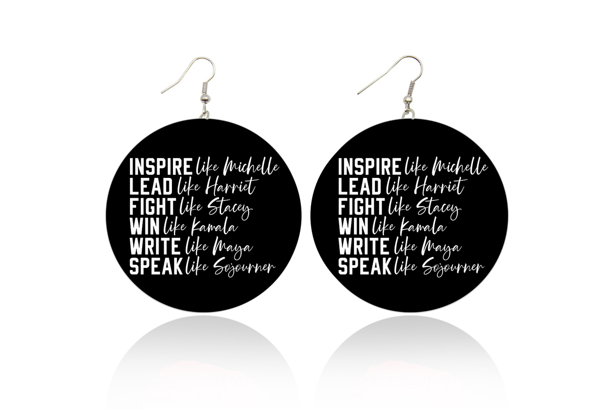 Inspire Lead Fight Win Wooden Earrings