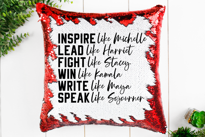 Inspire, Lead, Fight Sequin Pillow