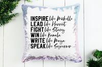 Inspire, Lead, Fight Sequin Pillow