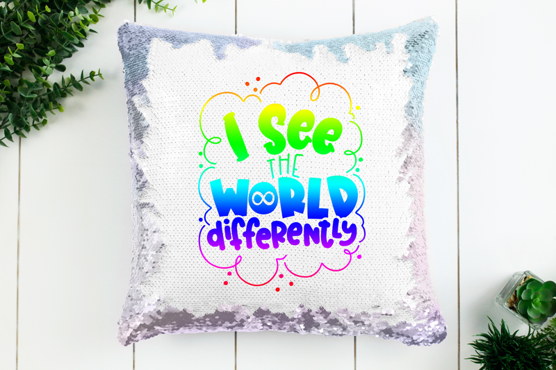 I See The World Differently Sequin Pillow