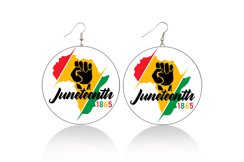 Juneteenth Africa Map Wooden Earrings