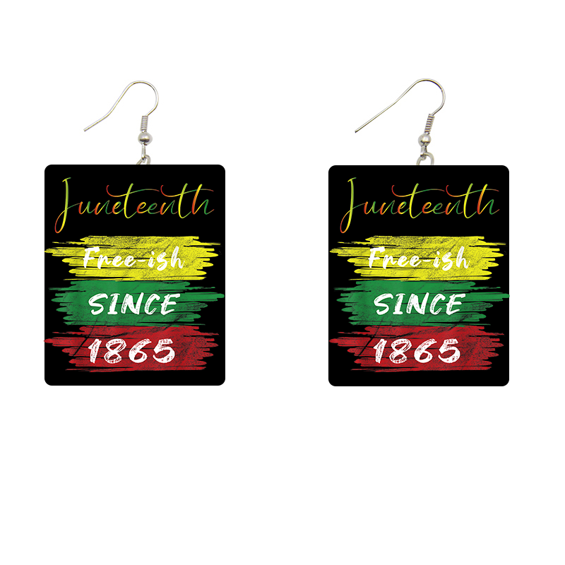 Free-ish Since 1865 Rectangle Wooden Earrings