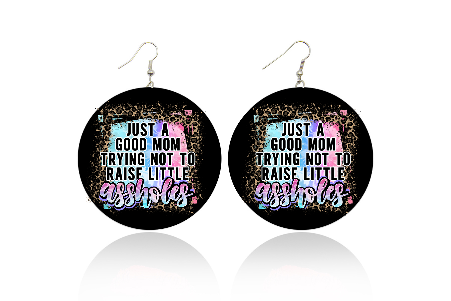 Just a Good Mom - Asshole Kids Wooden Earrings