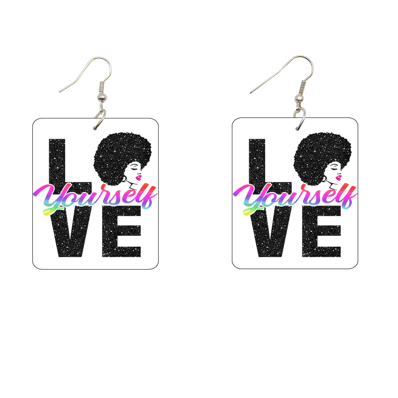 Love Yourself Wooden Earrings