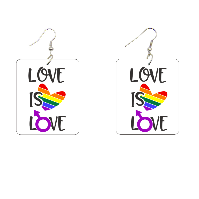 Love is Love Rectangle Wooden Earrings