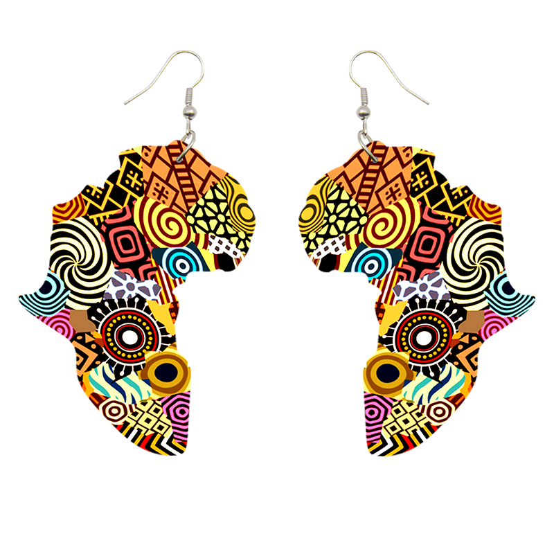 African Print Wooden Earrings