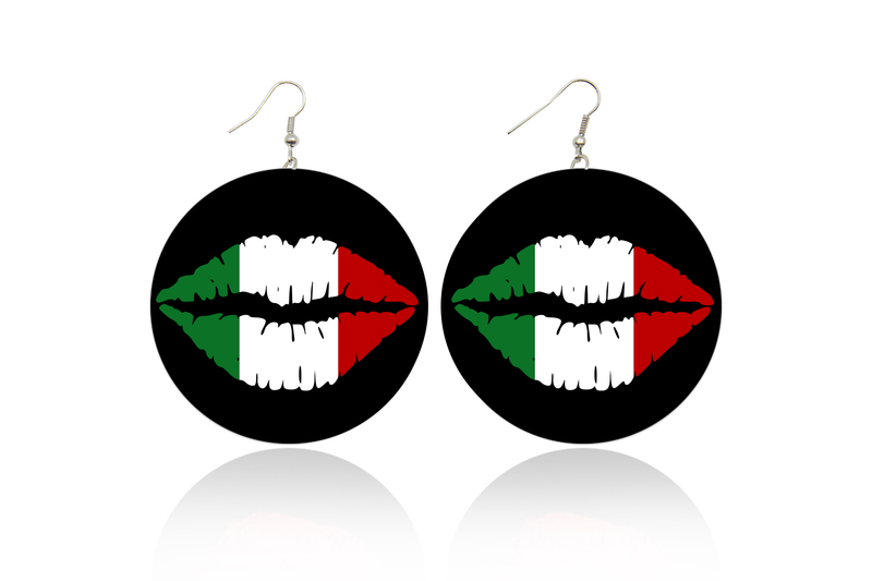 Mexican Lips Wooden Earrings