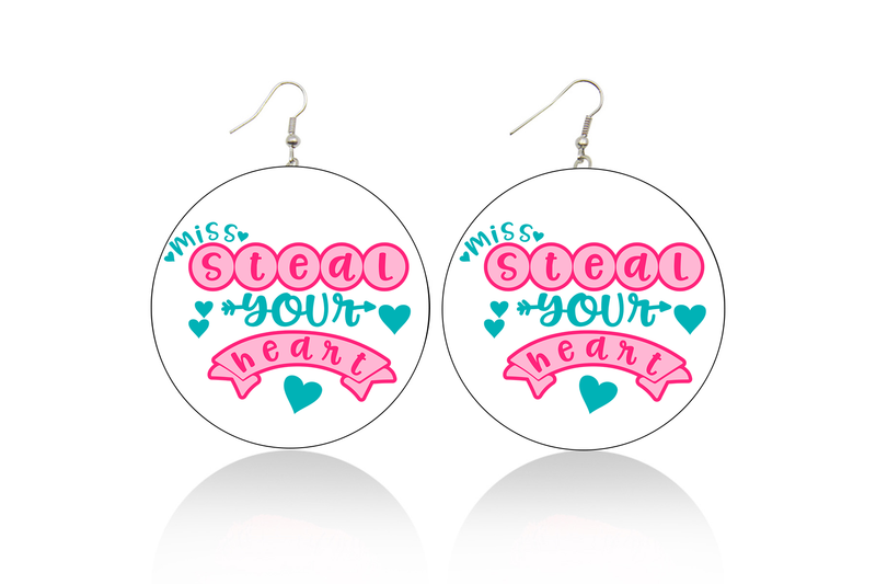 Miss Steal Your Heart Wooden Earrings (Kids/Tween - 5cm)