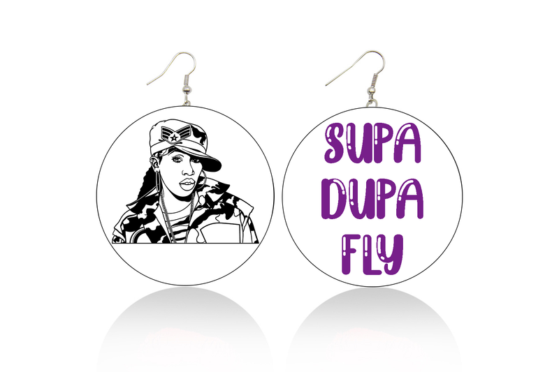 Missy Elliott Supa Dupa Fly Wooden Earrings