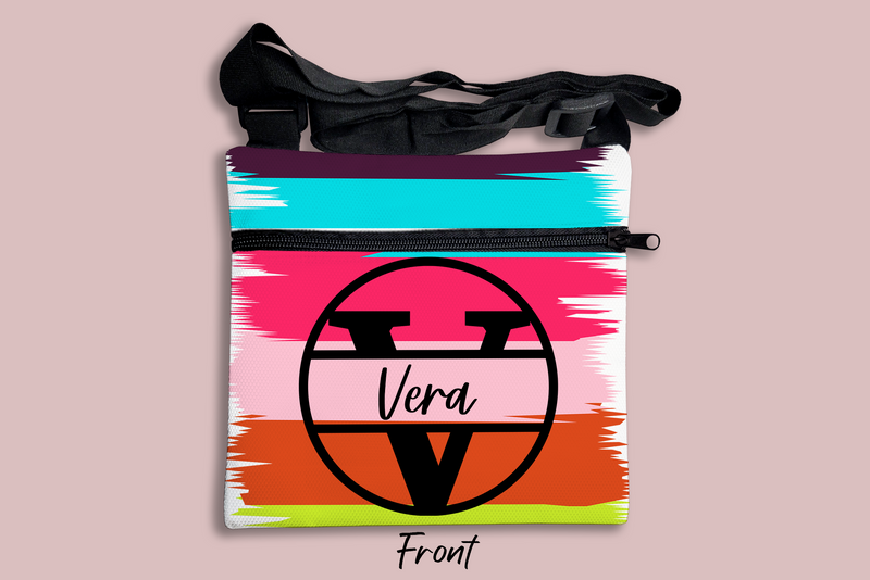 Bold Monogram Brush Strokes Cross Body Bag + FREE Bookmark