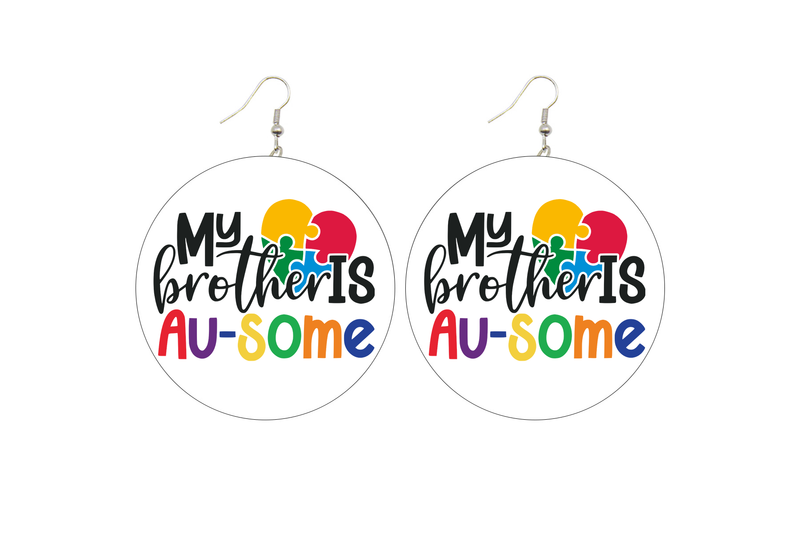 My Brother is Au-Some Wooden Earrings (Kids/Tween - 5cm)