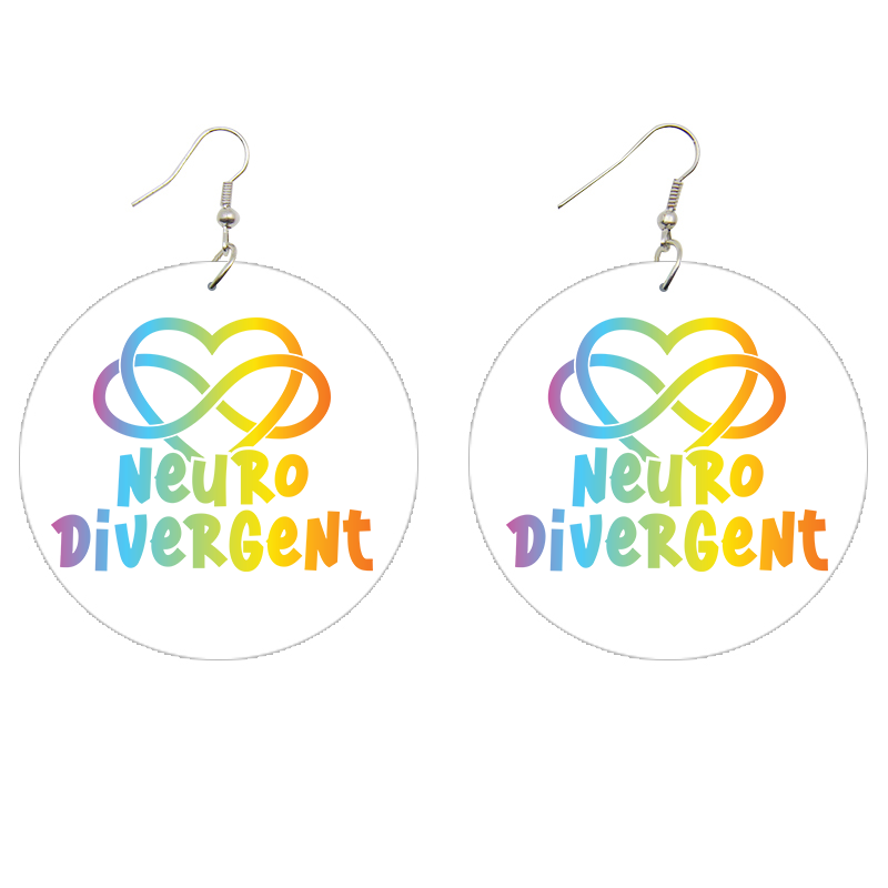 Neurodivergent Infinity Heart	 Wooden Earrings