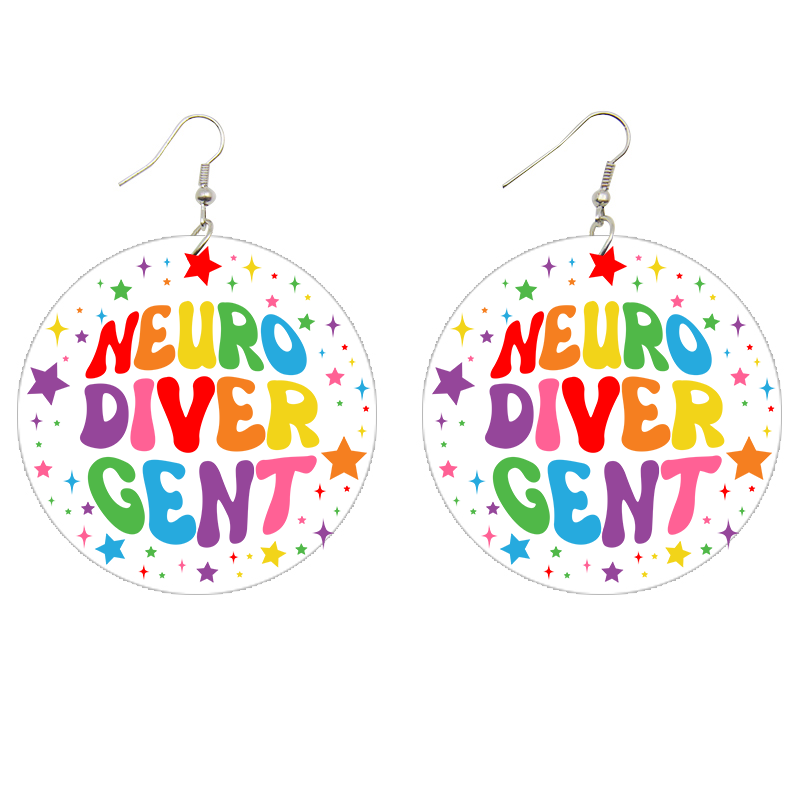 Neurodivergent Star Wooden Earrings