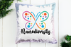 Neurodiversity Butterfly Sequin Pillow