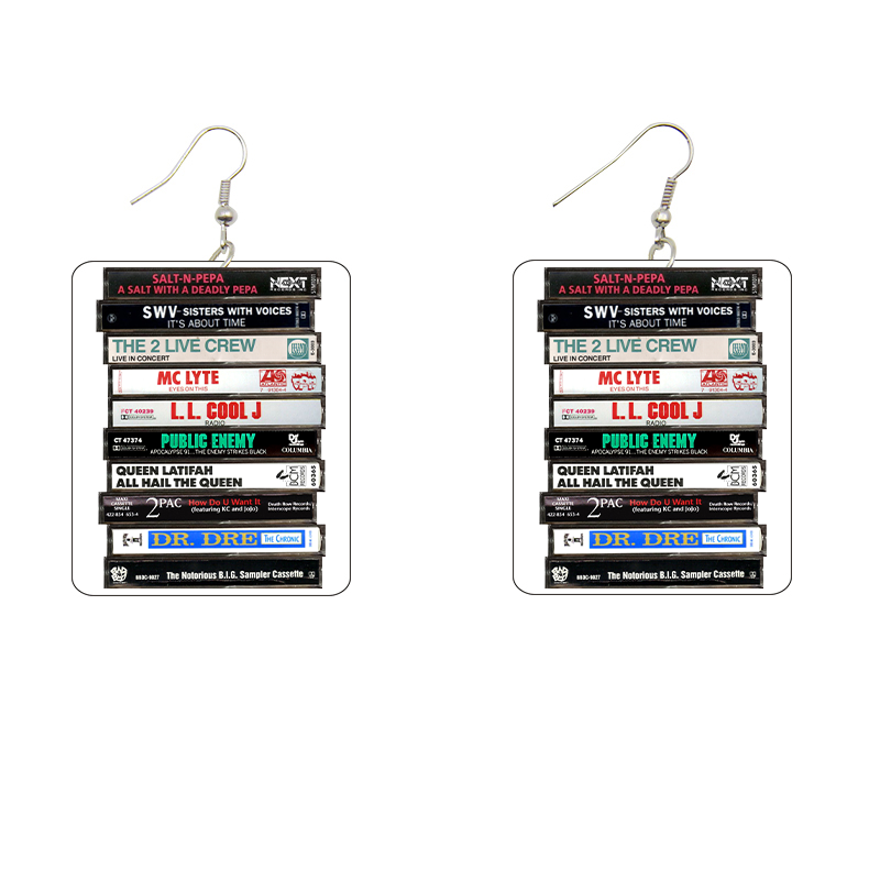 Old School Hip Hop Cassettes Wooden Earrings