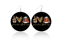 Peace, Love, Black Nurse Wooden Earrings