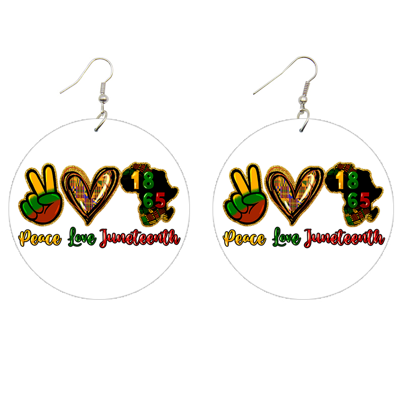 Peace Love Juneteenth Wooden Earrings