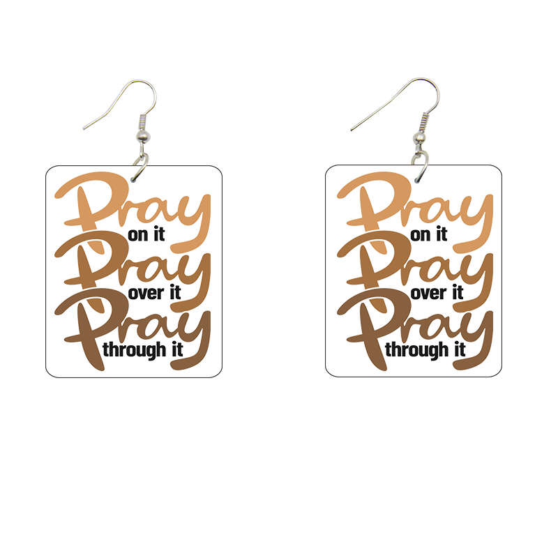 Pray On It Wooden Earrings