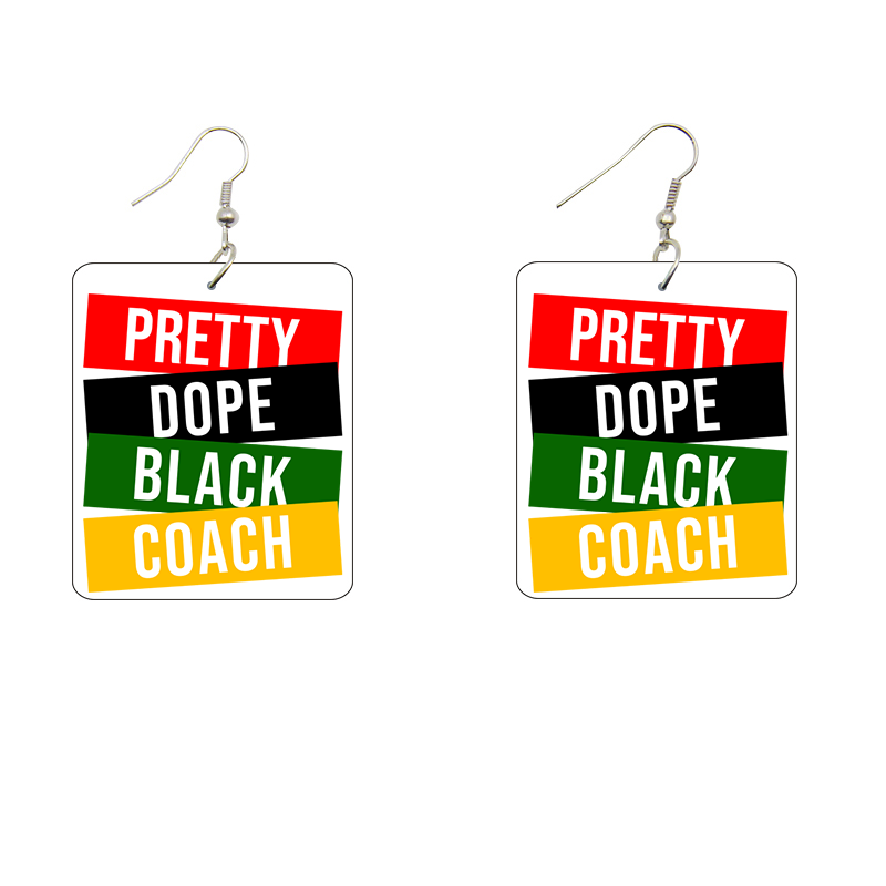 Pretty Dope Black Coach Wooden Earrings