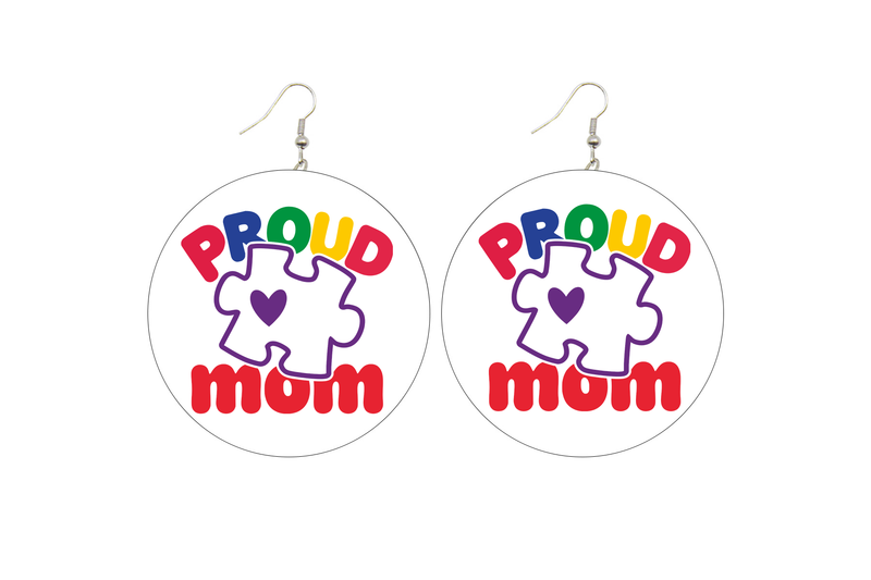 Proud Mom Wooden Earrings (Adults - 6cm)