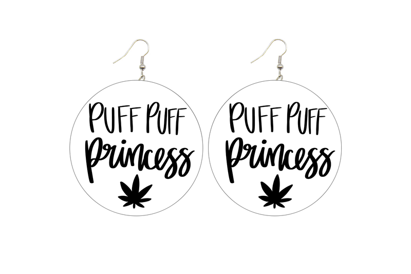 Puff Puff Princess Wooden Earrings