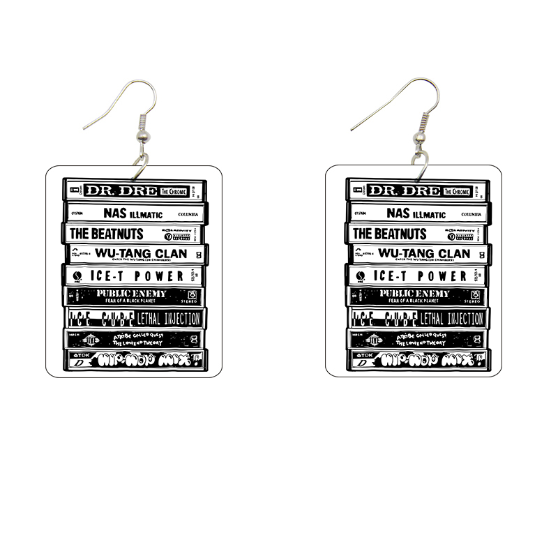 Hip-Hop Rap Cassettes Wooden Earrings