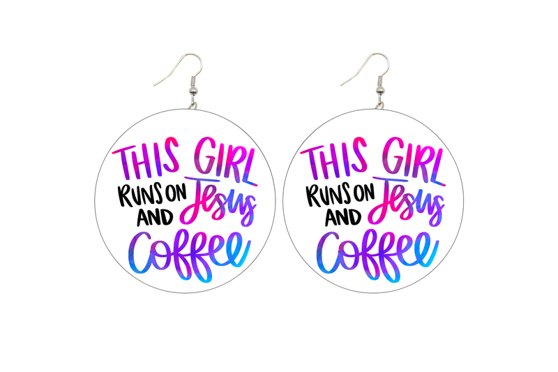 Jesus and Coffee Wooden Earrings