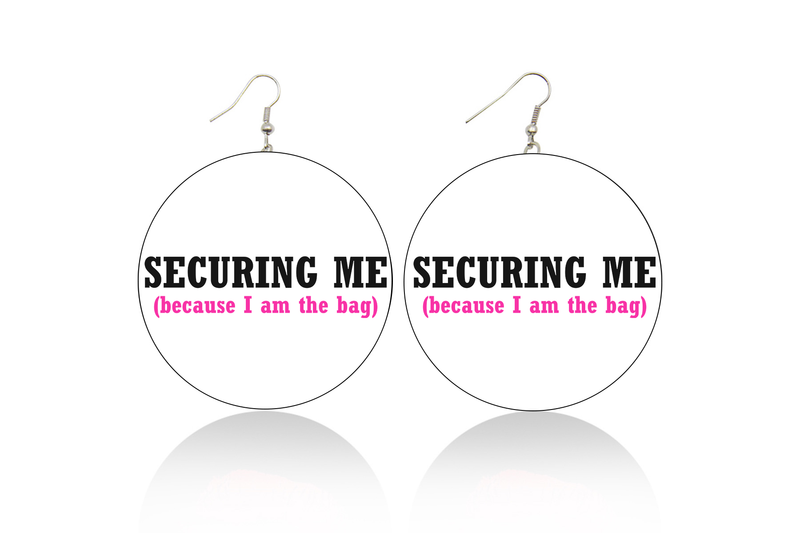 Securing Me - I am the bag Wooden Earrings