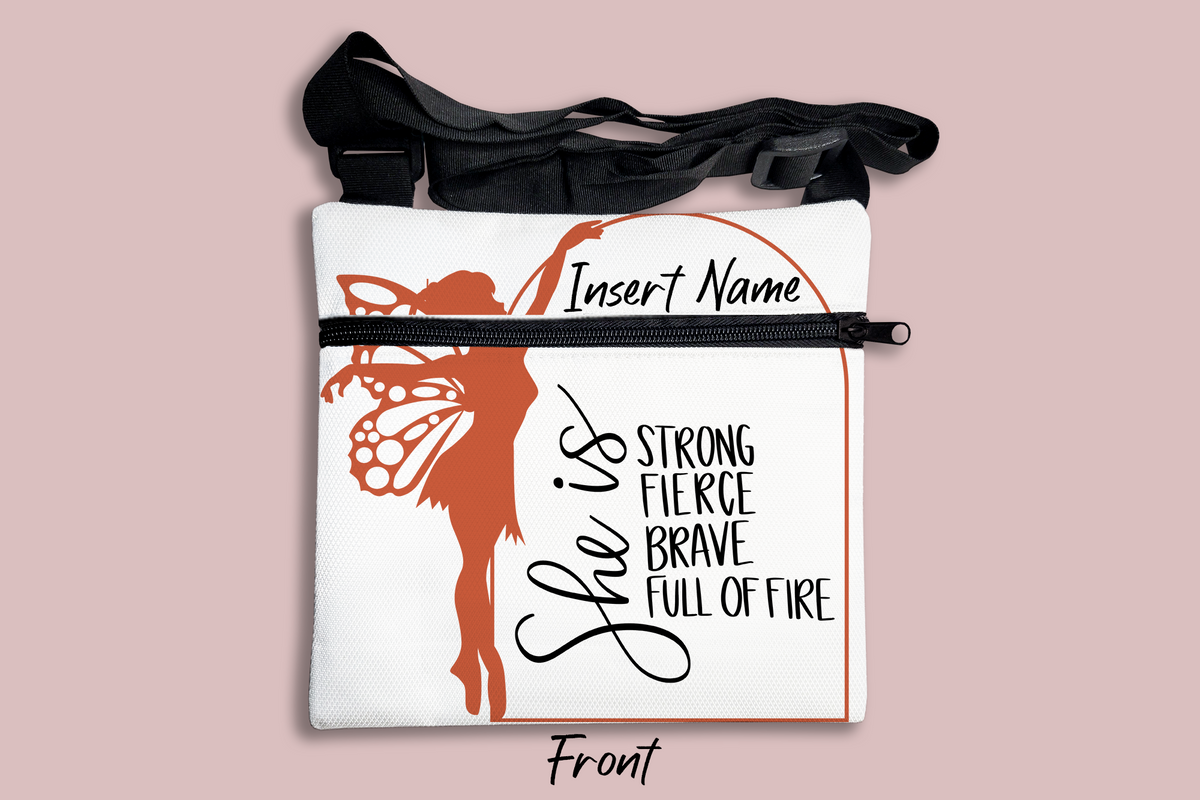 She is Strong Fierce Brave Full of Fire Fairy Cross Body Bag + FREE Bookmark