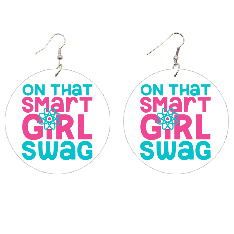 Smart Girl Swag Wooden Earrings (Kids/Tween - 5cm)