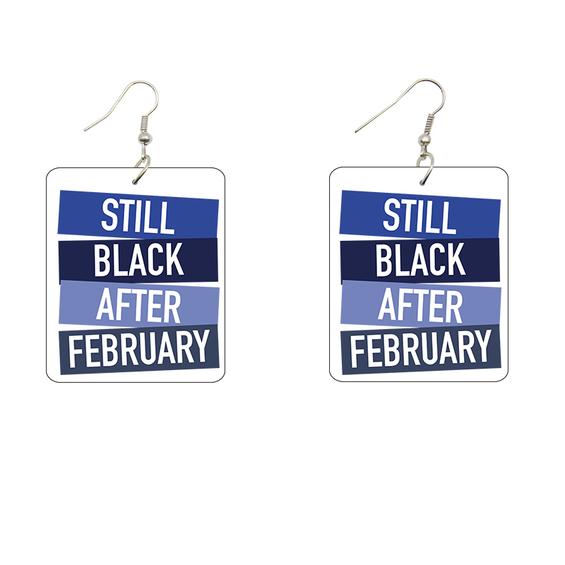 Still Black After February Wooden Earrings