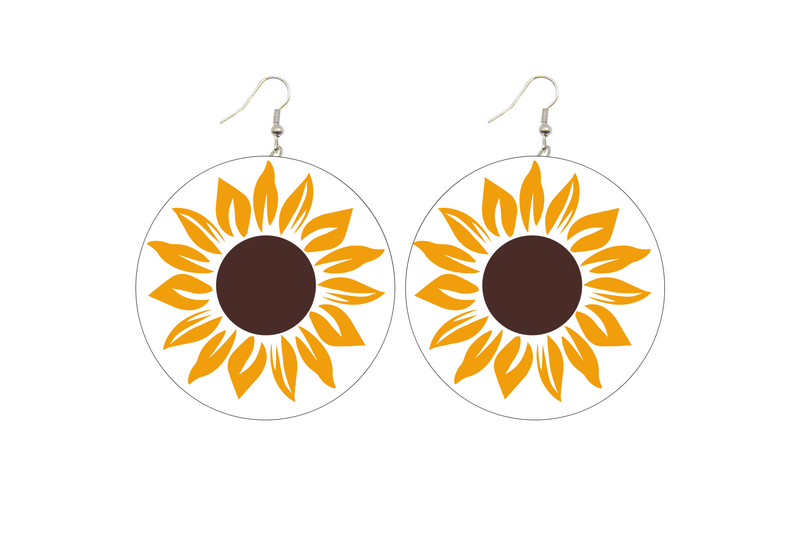 Sunflower Wooden Earrings