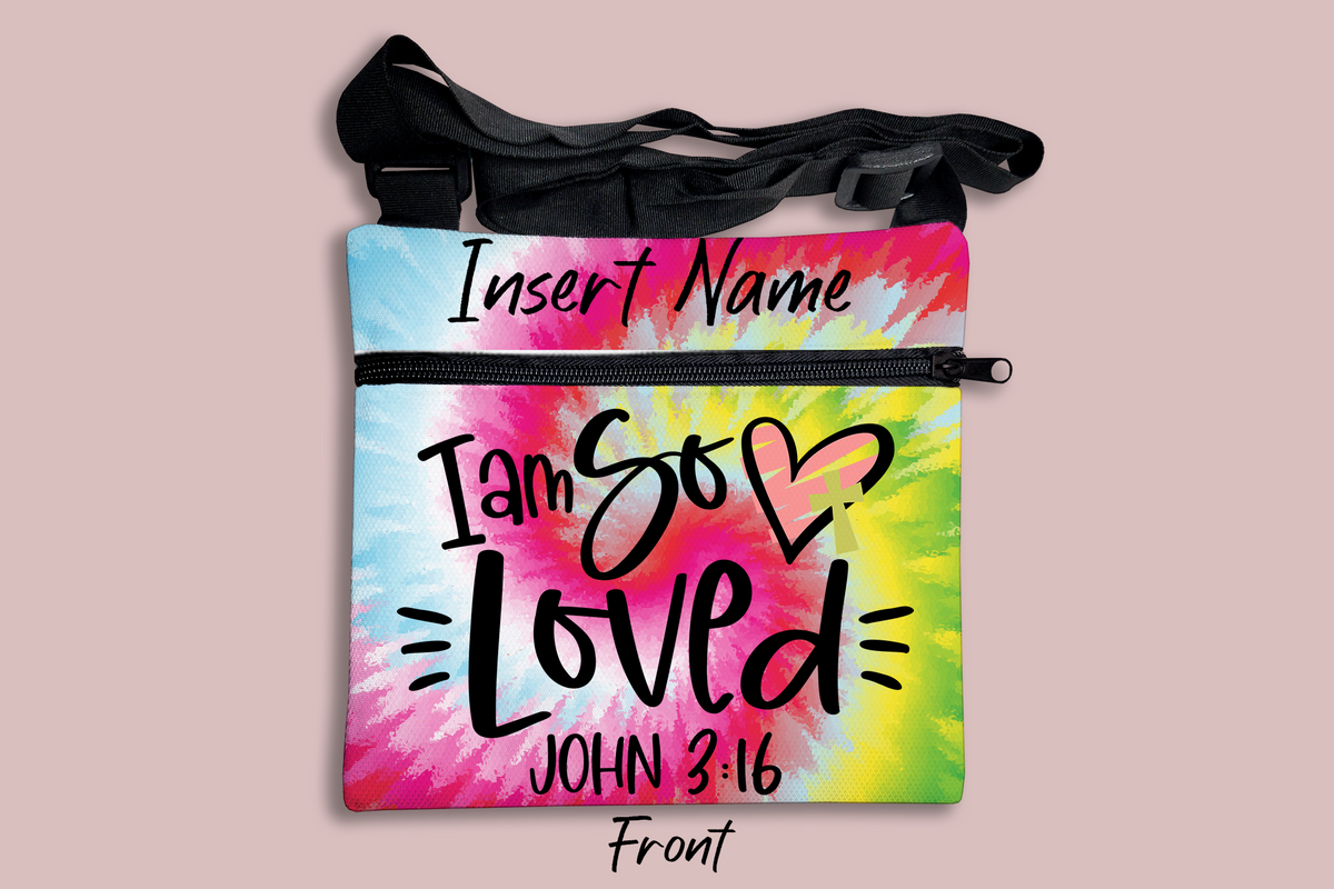 I am so loved (John 3:16) Cross Body Bag + FREE Bookmark