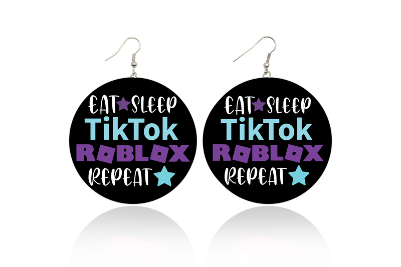 TikTok & Roblox Wooden Earrings (Kids/Tween - 5cm)