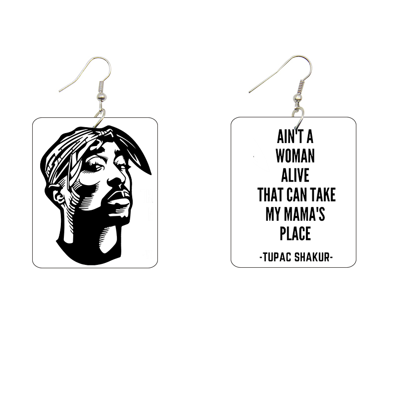 Tupac Shakur Wooden Earrings