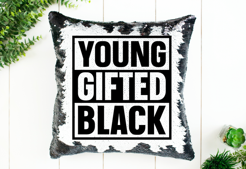 Young Gifted Black Sequin Pillow