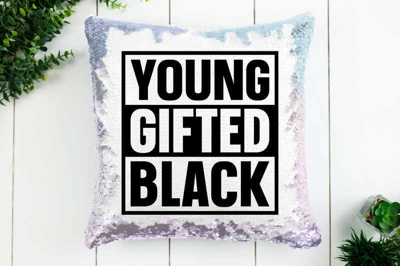 Young Gifted Black Sequin Pillow