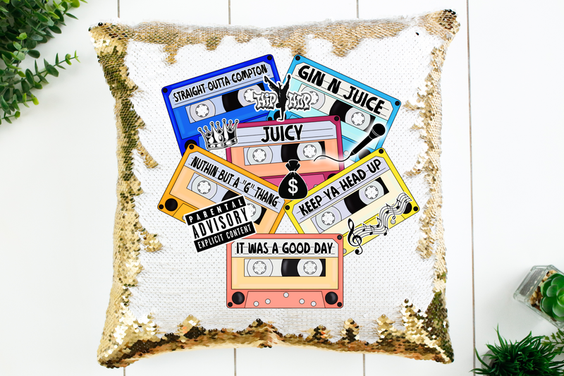 90's Hip Hop Sequin Pillow