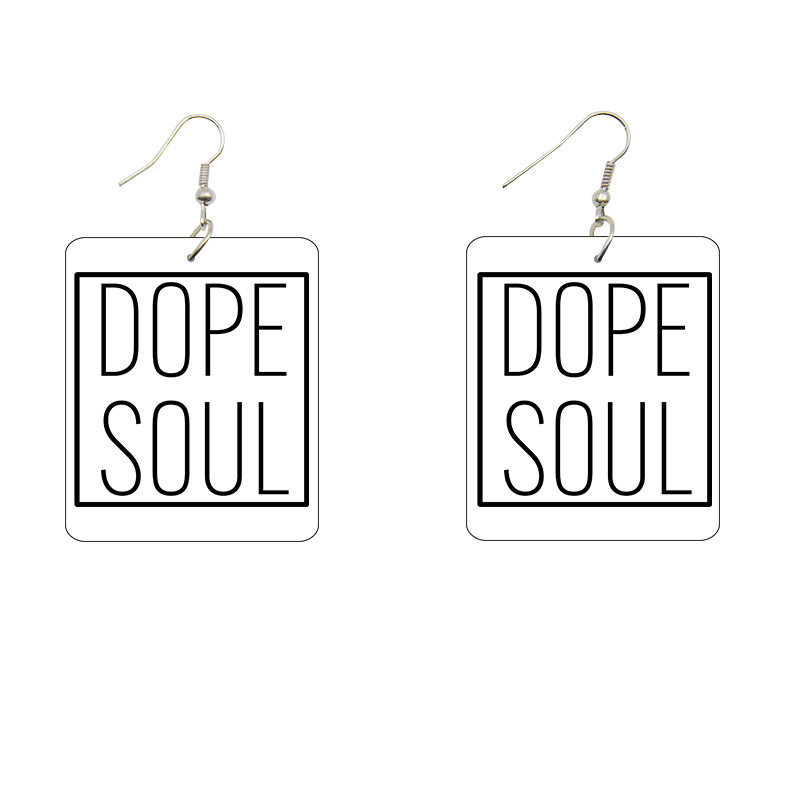 Dope Soul Rectangle Wooden Earrings