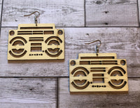 Boombox Engraved Wooden Earrings