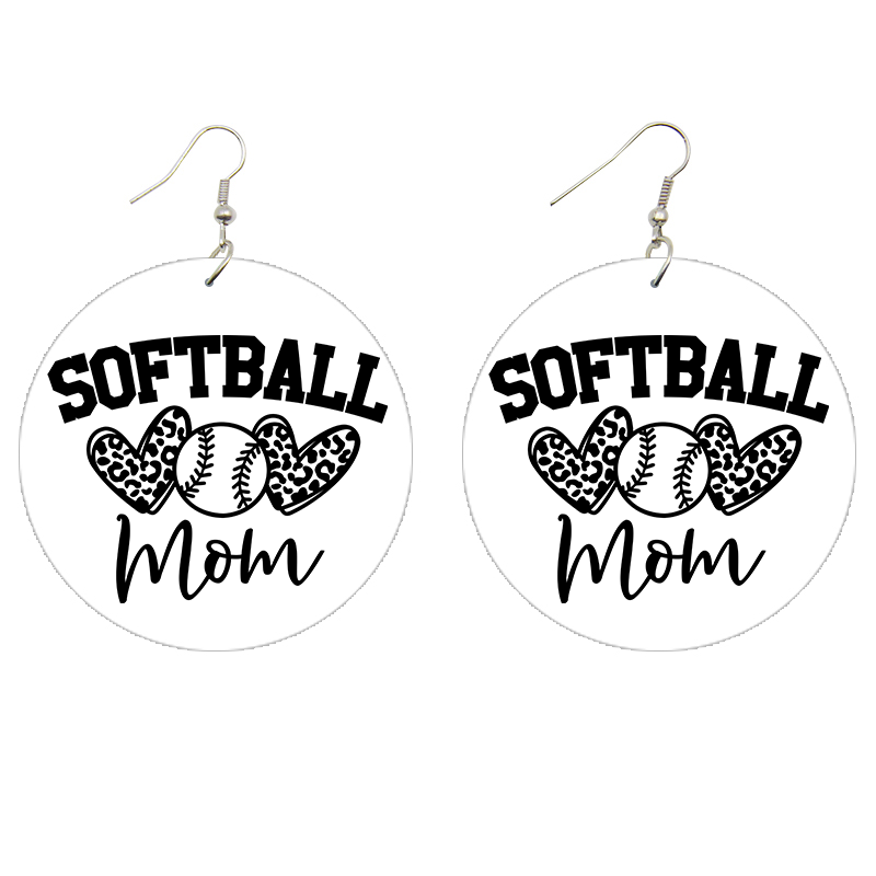 Softball Mom Wooden Earrings